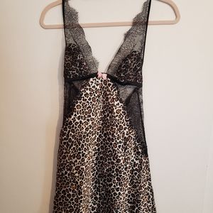 Victoria's Secret silky lingerie nightgown leopard